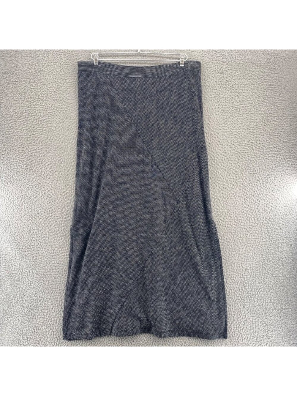 Chicos Skirt Womens 2 US Large Black White Striped Pull On Stretch Maxi Slits